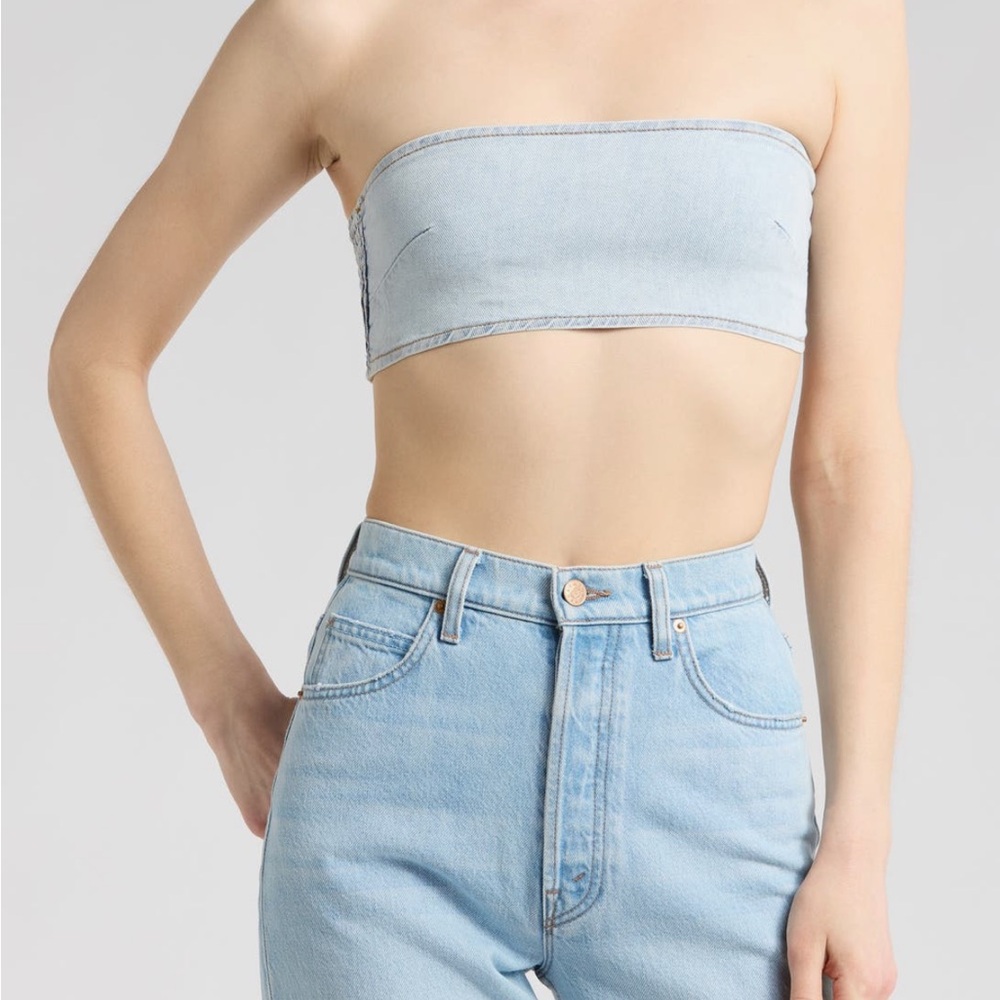 WeWoreWhat Light Blue Strapless Crop Top